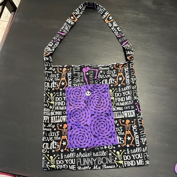 Skeleton Shoulder Book Bag Hand Made Jack Skellington Themed - Picture 1 of 5